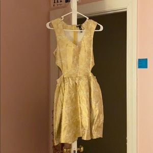 Gold reptile print party dress